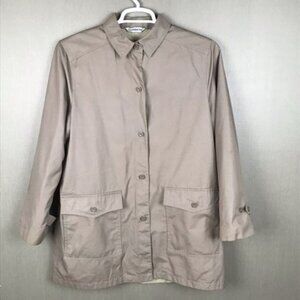 London Fog Womens Beige Button-Up Coat With Removable Sherpa Lining Size 14 Weat